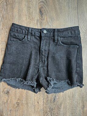 Black denim jean cut off shorts women's size XS Just Black cotton mid rise